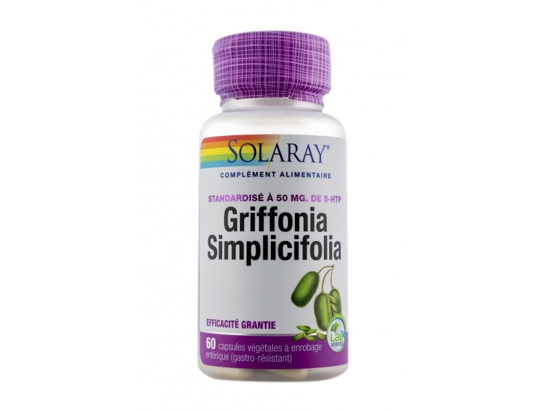 Griffonia 5HTP 50 mg - améliore l'humeur/réduit envie de sucre - Solaray